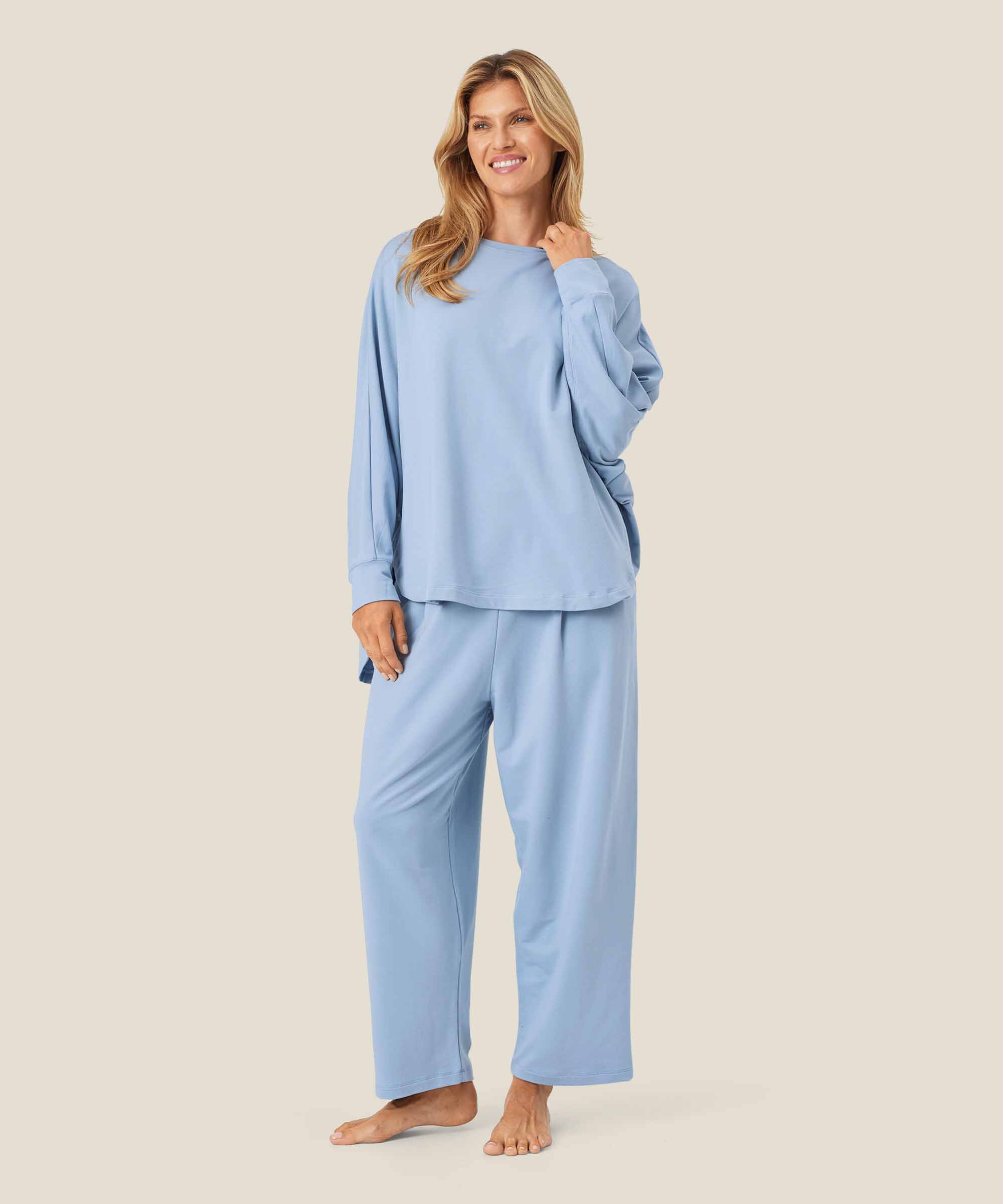 Jerseyhose mit Falten vorne, Blue Fog