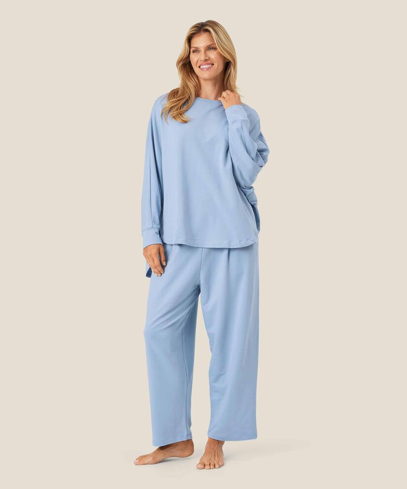 Jerseyhose mit Falten vorne, Blue Fog