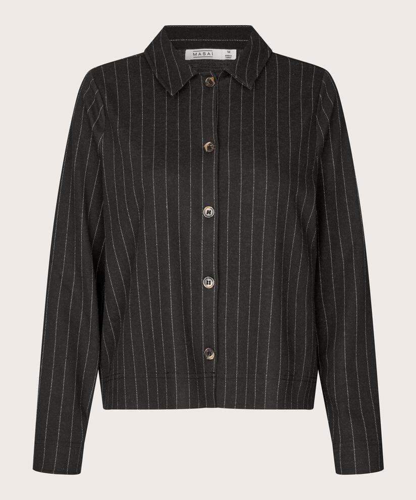 Nadelstreifen-Hemdjacke aus Jersey, Black