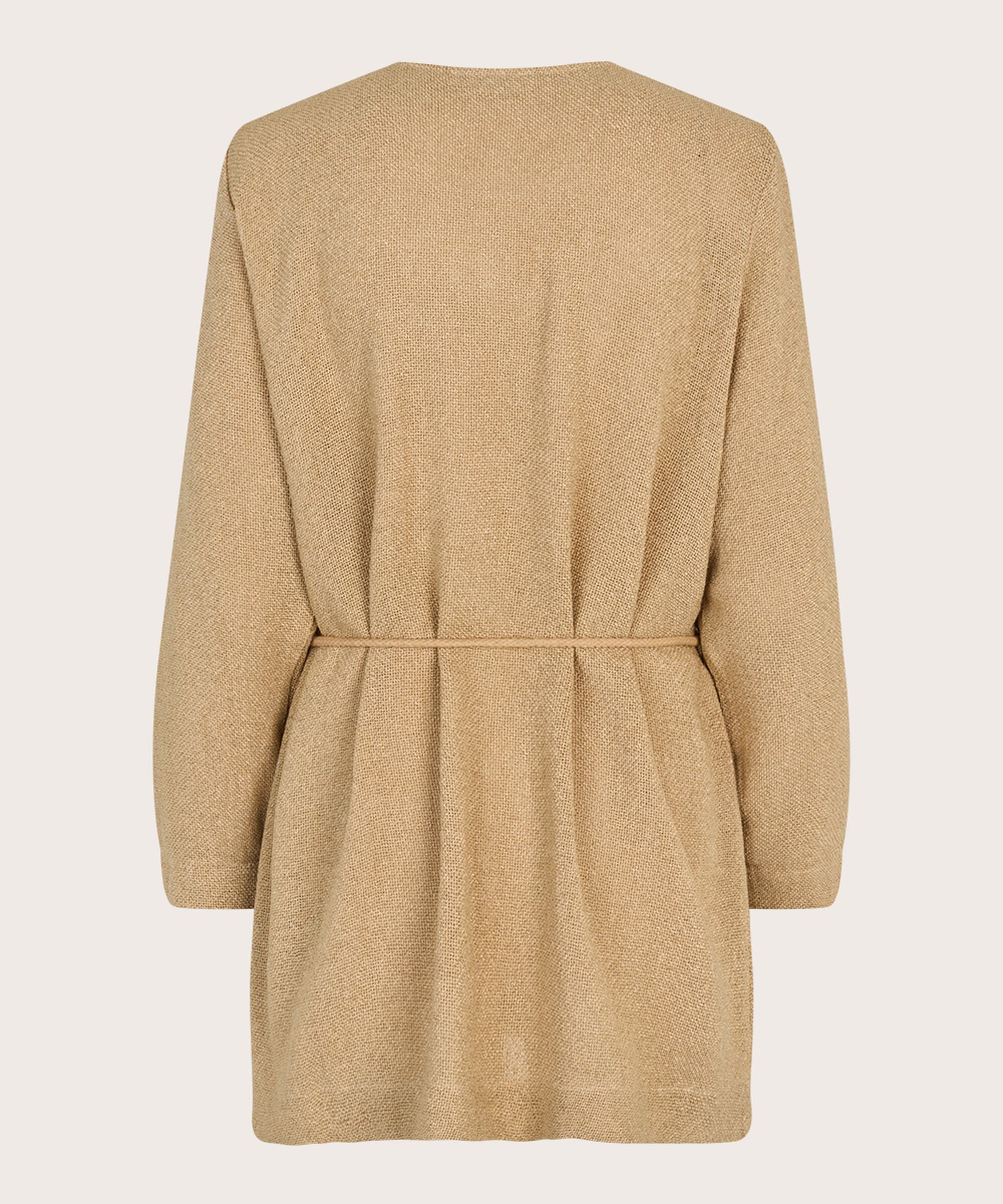 Bouclé-Jacke mit Bändern in der Taille, Safari