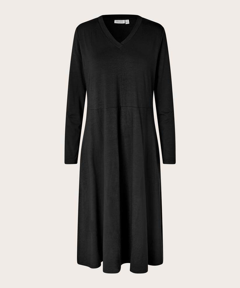 Jerseykleid Mit Langen Ärmeln Und Eingrifftaschen, Black