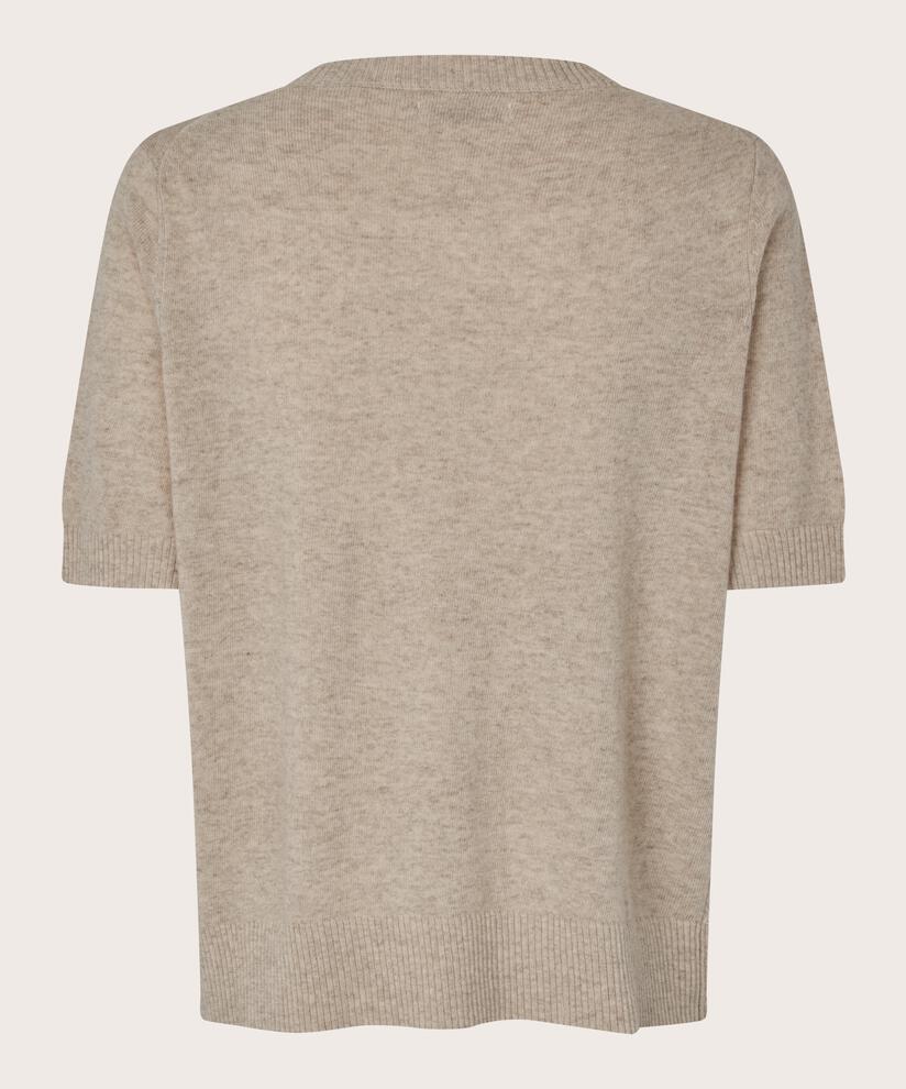 kurzärmliger Pullover aus Wollmischung, Beige melange