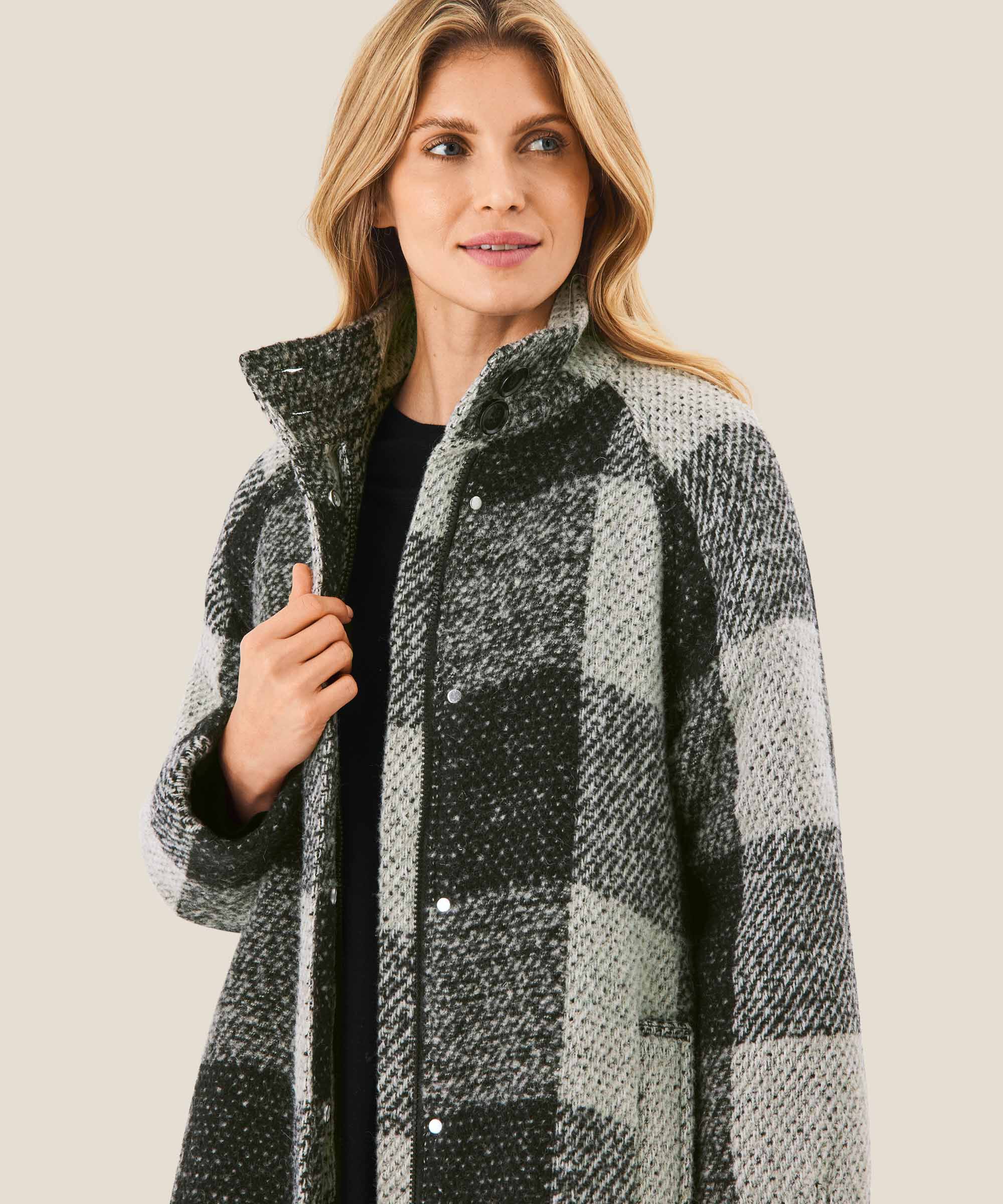 Mantel aus Wollmischung, Black