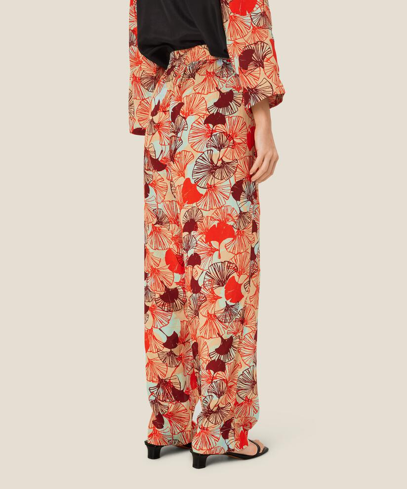 Gemusterte Viskosehose mit elastischem Bund, Poinciana