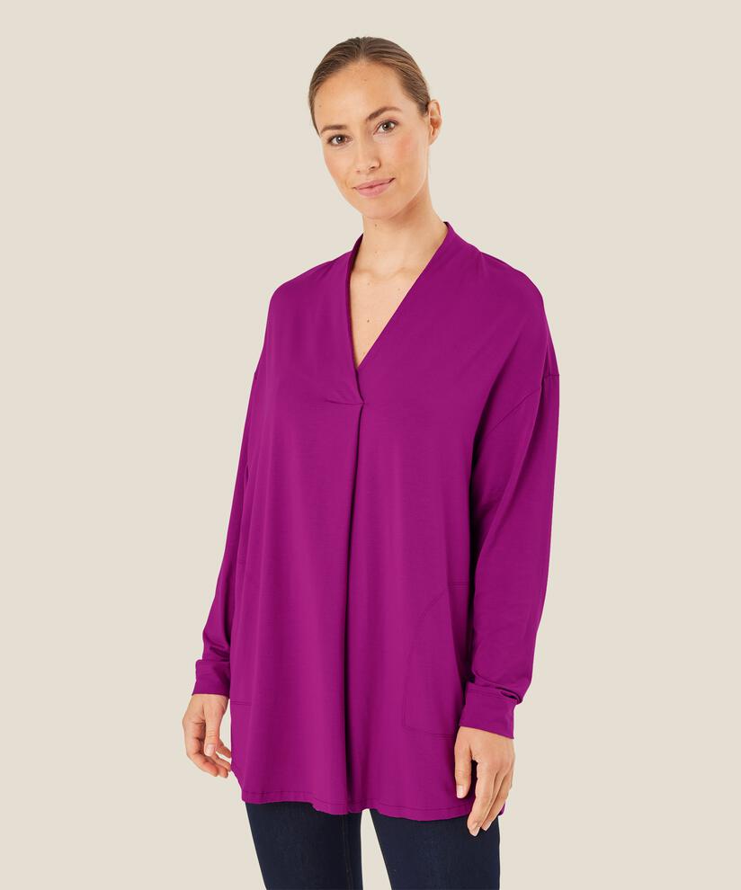 Jersey-Tunika mit V-Ausschnitt, Wild Aster