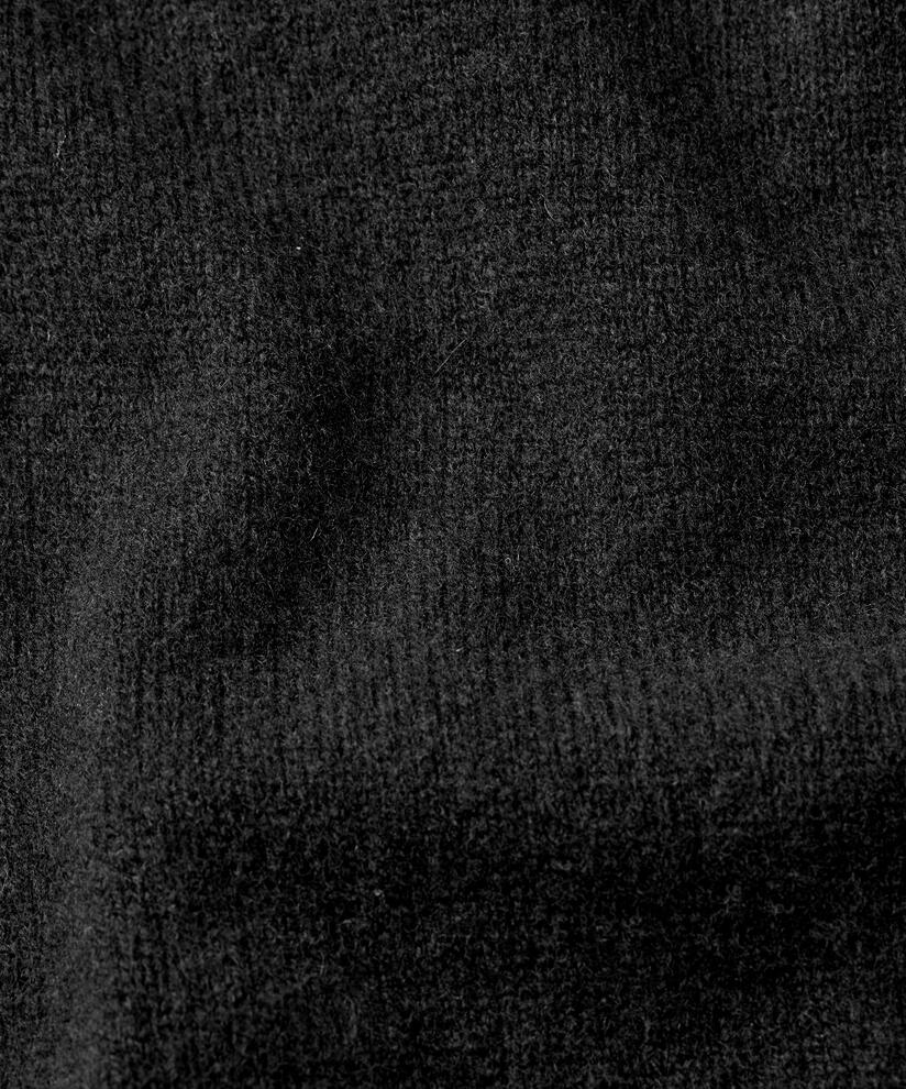schulterfreier Strickpullover mit gerippten Kanten, Black