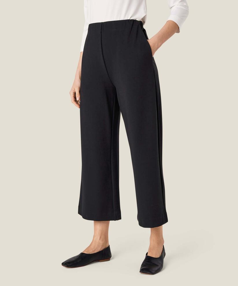 Schwere Jerseyhose mit weitem Bein, Black