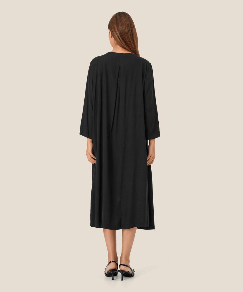 Viskosekleid mit handgemaltem Blumenmotiv, Haute Red