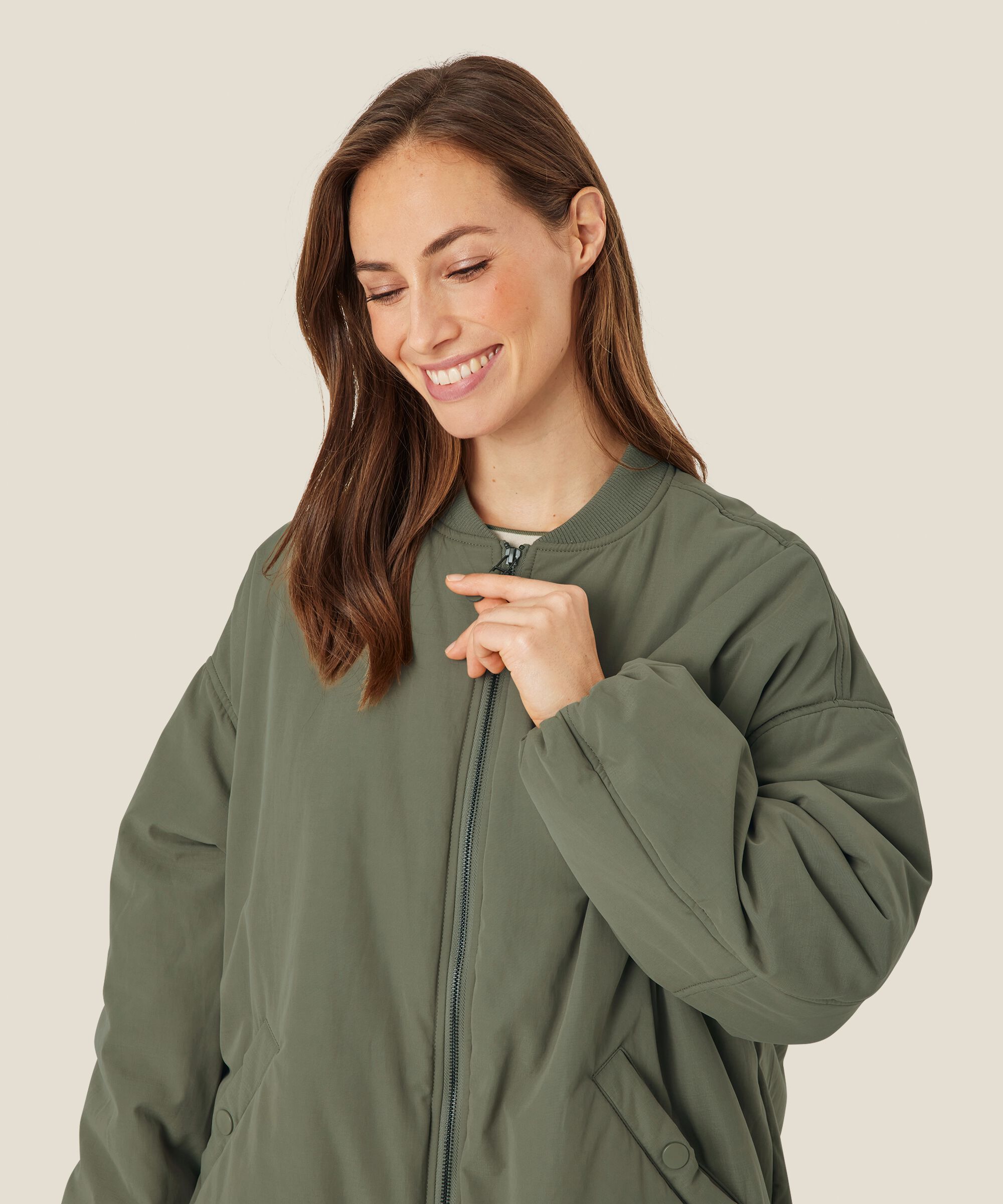 Bomberjacke mit Eingrifftaschen, Vetiver