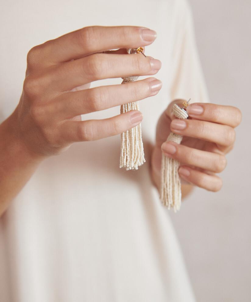 Ohrringe mit Glasperlen, Whitecap