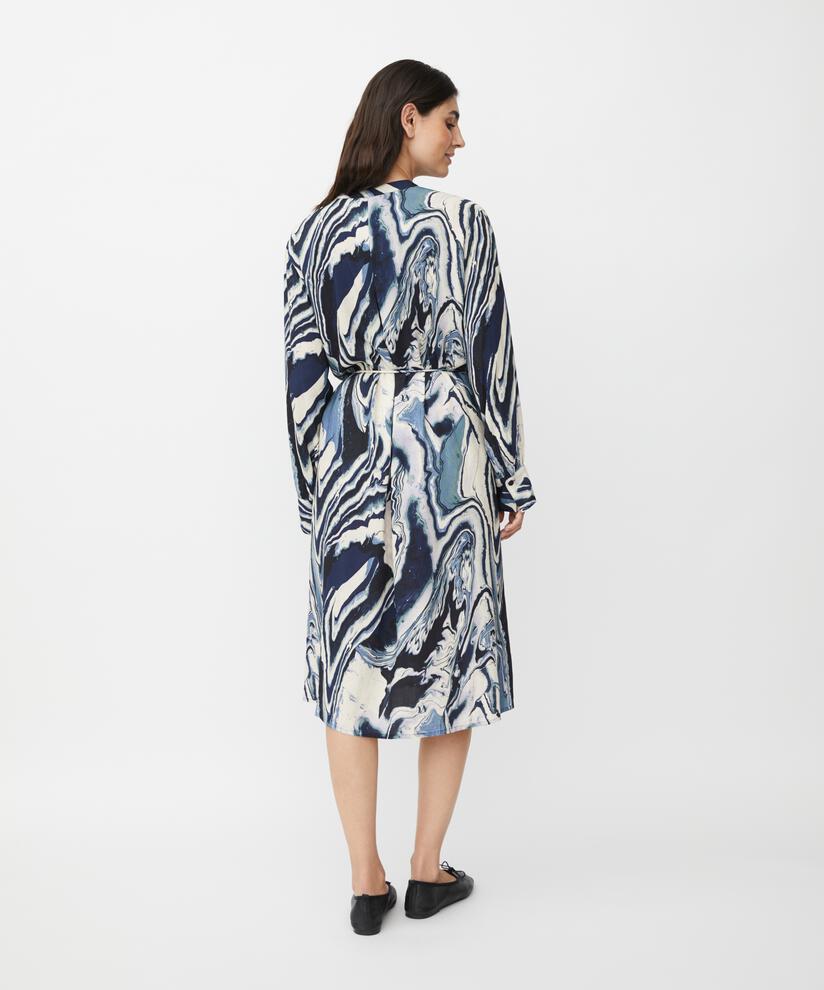 Viskose-Hemdblusenkleid mit Bindegürtel, Wisteria