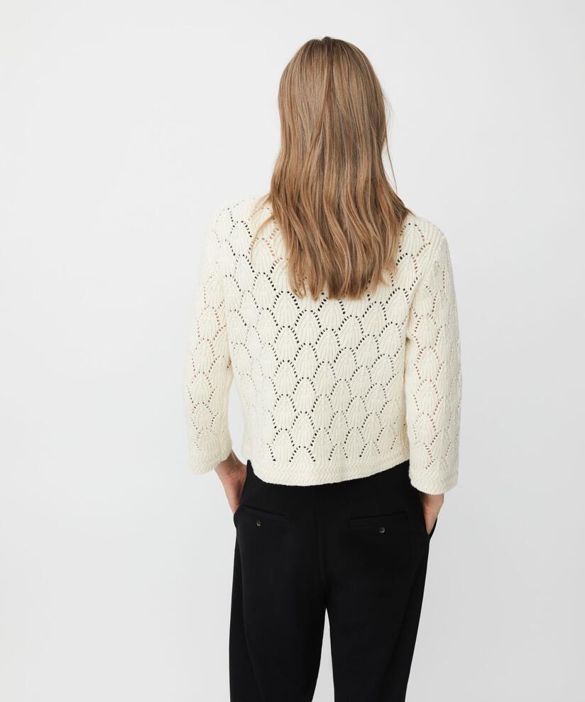 Baumwoll-Mix-Cardigan mit Lochmuster, Whitecap