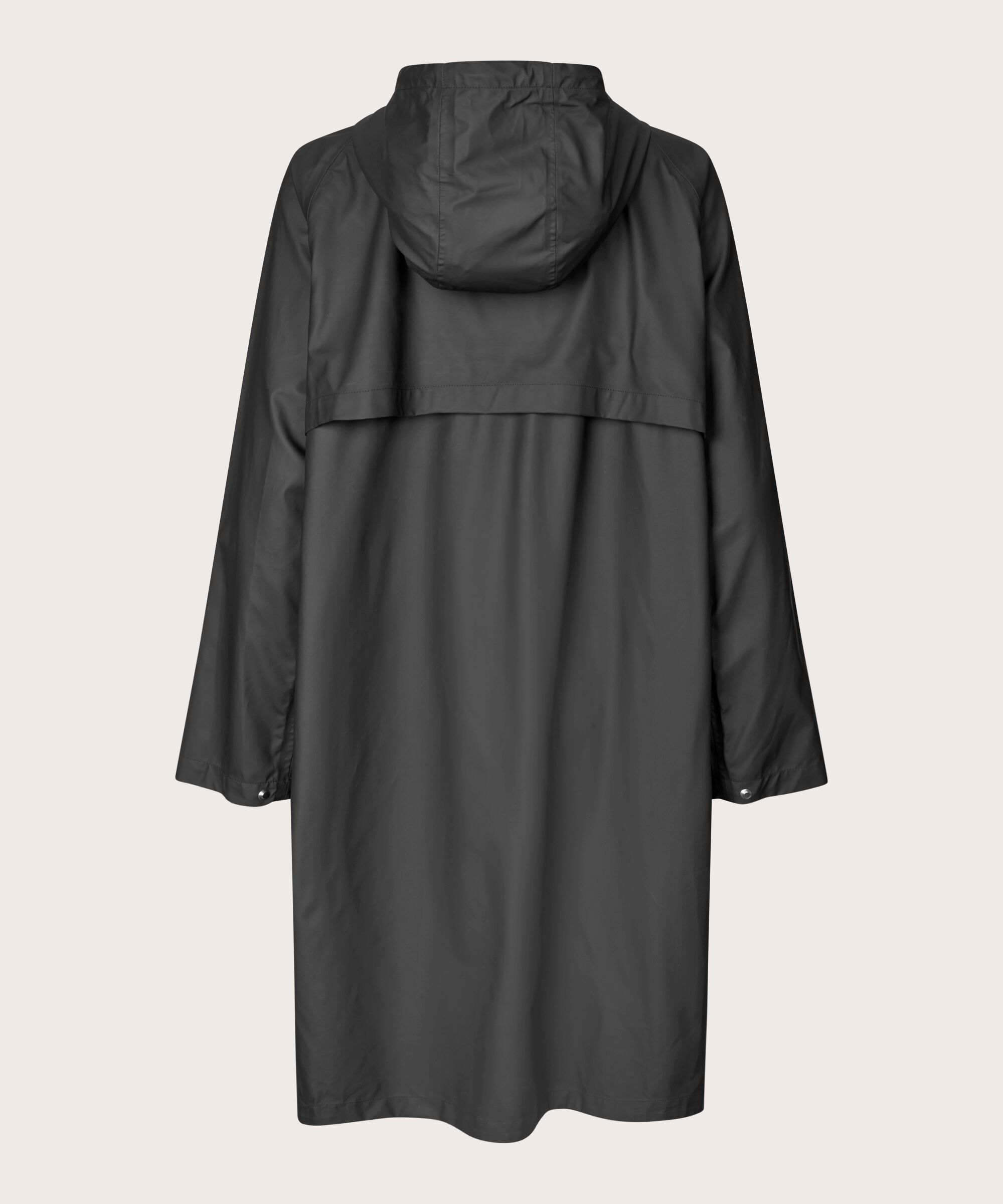 Regenmantel mit Kapuze und 2-Wege-Reißverschluss, Black