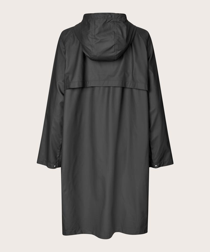 Regenmantel mit Kapuze und 2-Wege-Reißverschluss, Black