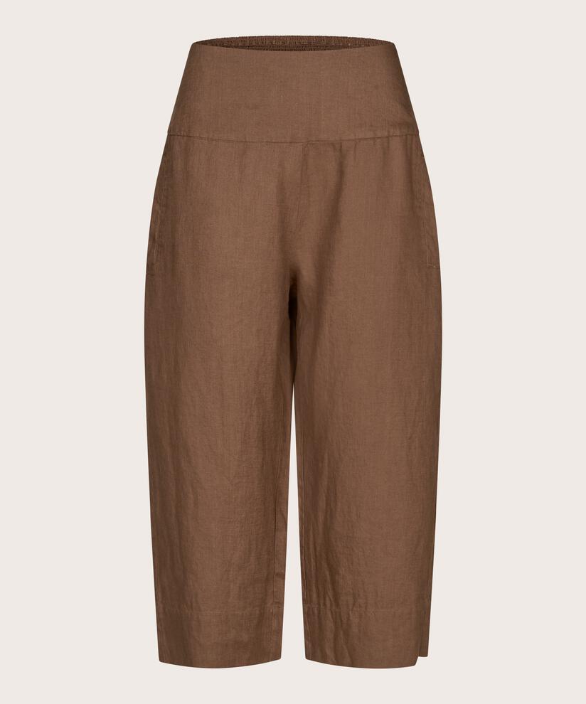 Gerade Leinenhose mit gesmokter Rückseite, Chestnut