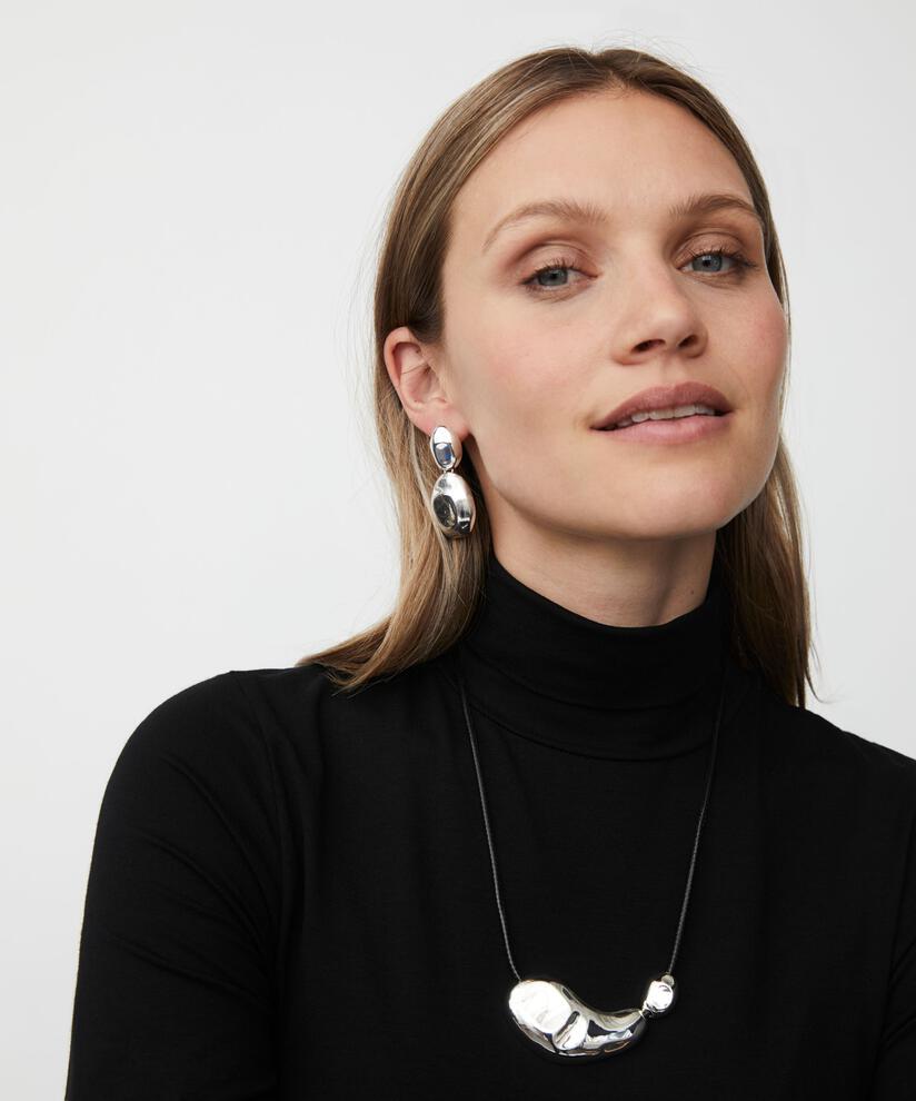 skulpturale silberfarbene Ohrringe, Silver