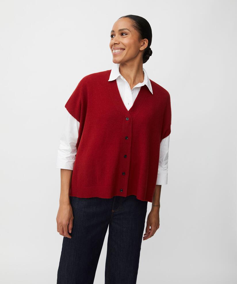 Wollcardigan mit kurzen Ärmeln, Red Dahlia
