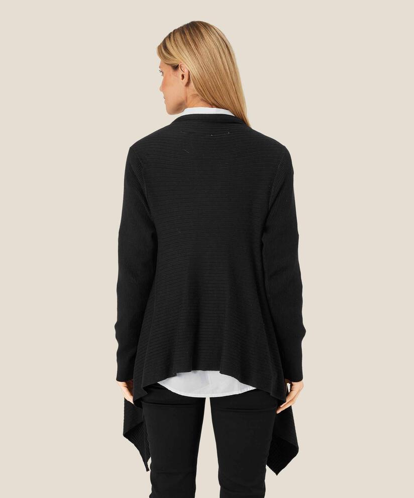Cardigan mit gerippten Details, Black
