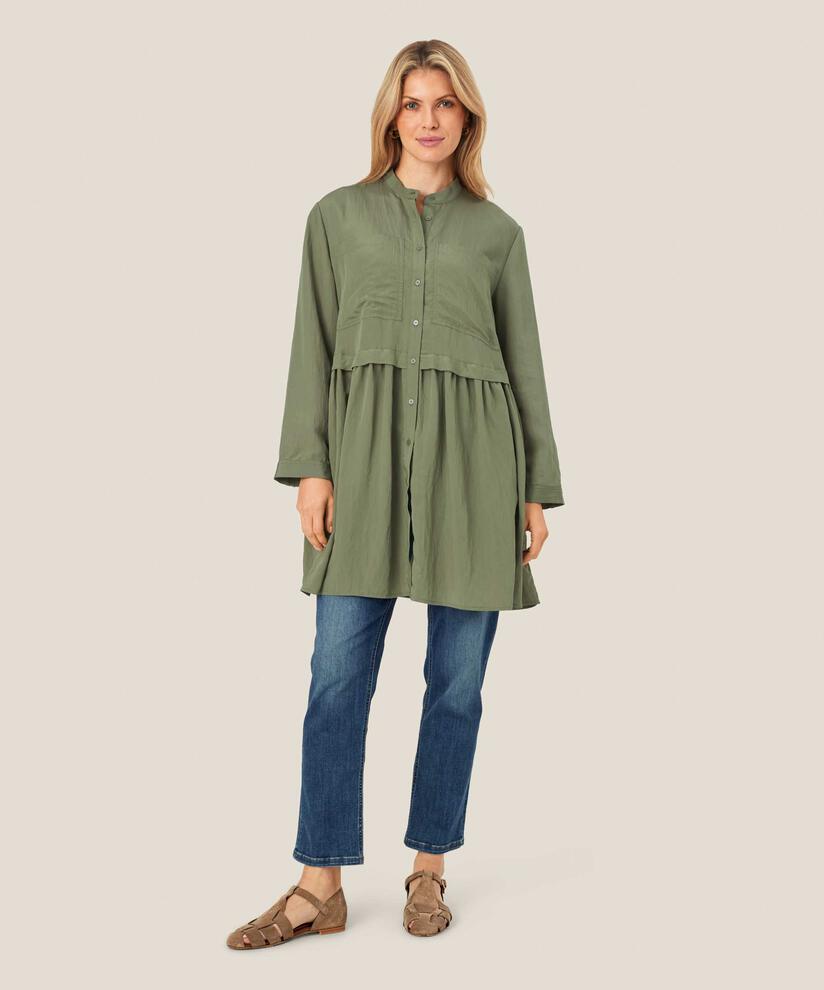 Hemd aus Baumwollmischung mit langen Ärmeln, D. Lichen Green