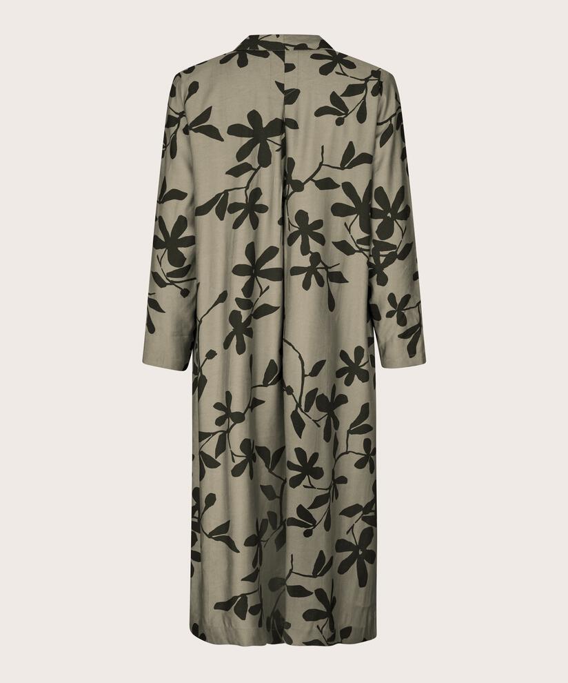 Viskosekleid mit Blumendruck, Vetiver