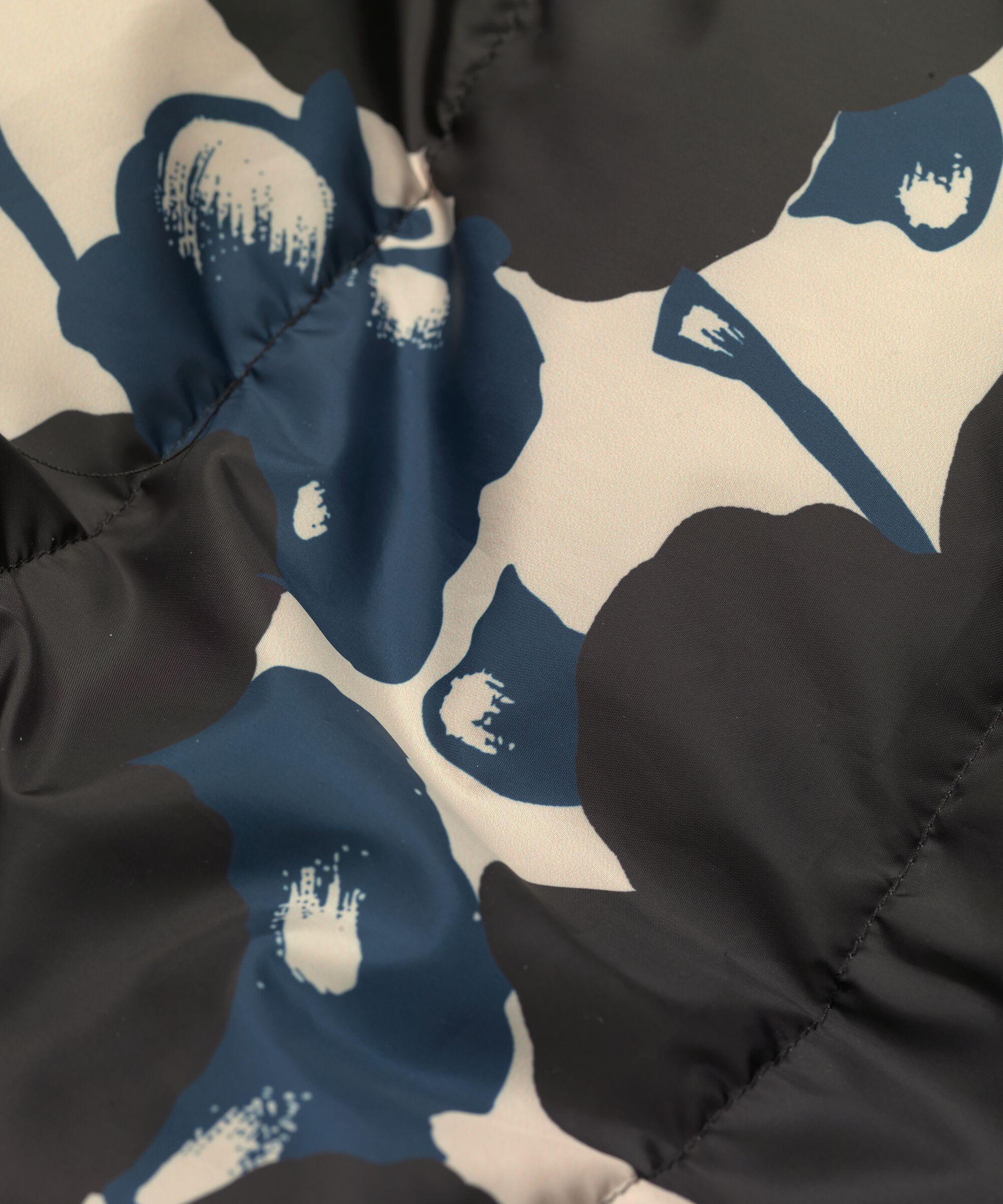 Geblümter Daunenmantel mit Kapuze, Moonlit Ocean