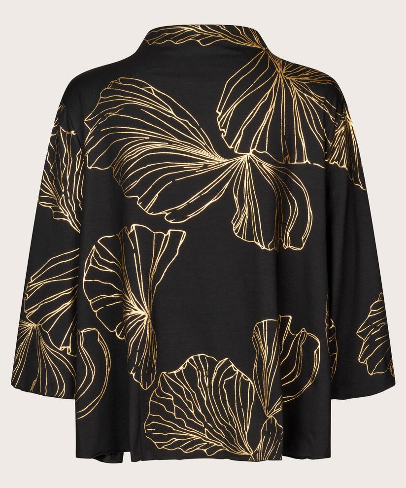 Bedrucktes Jersey-Top mit Fledermausärmeln, Gold