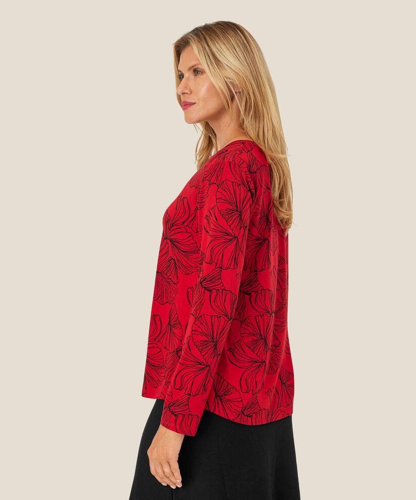 Bedrucktes Shirt Mit Rundem Hals, Haute Red