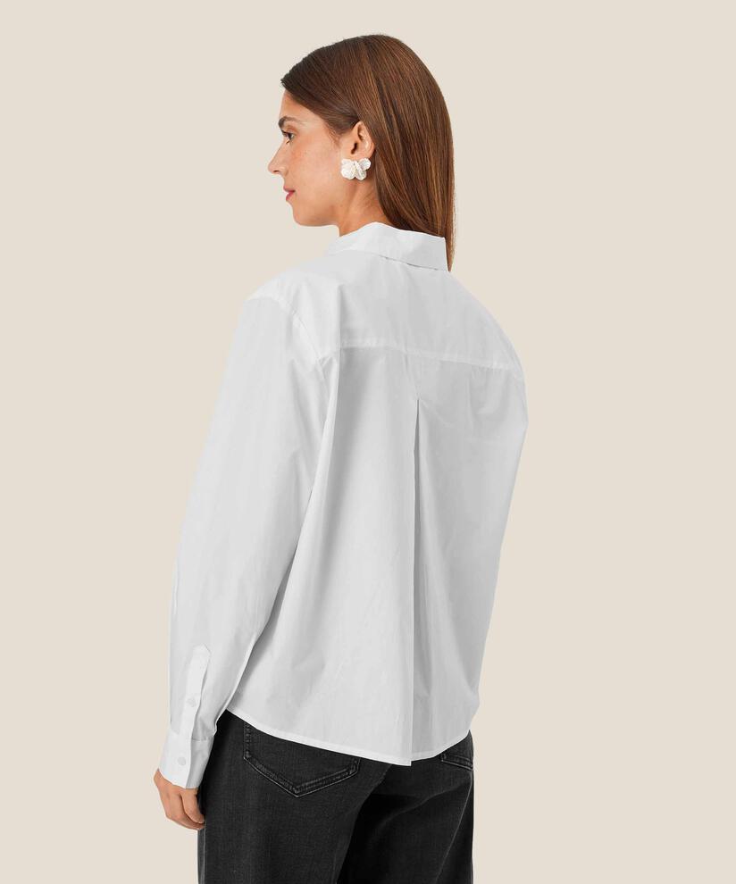 Baumwollhemd mit Perlenknopf, White
