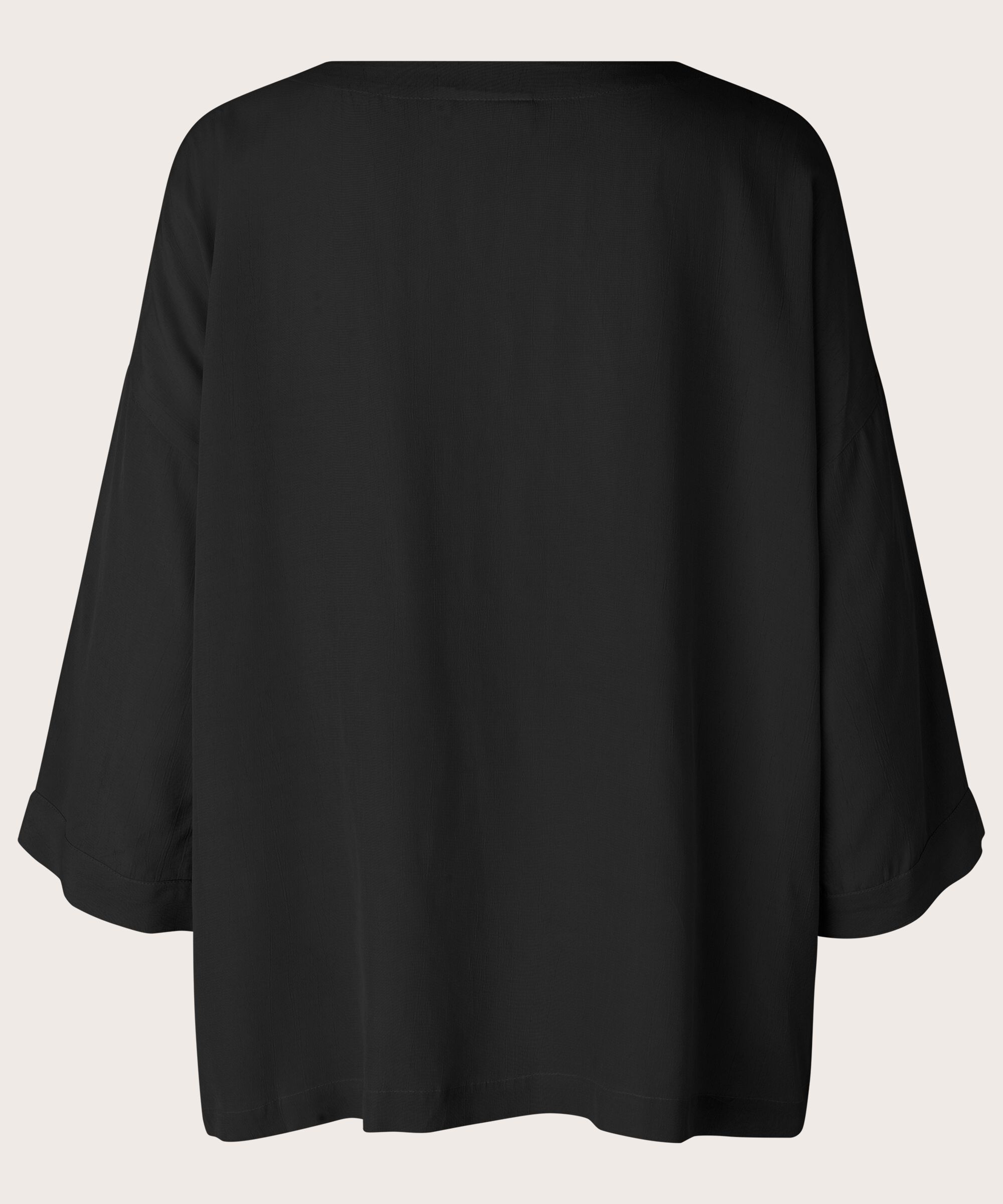 Viskosebluse Mit 3/4 Ärmeln, Black