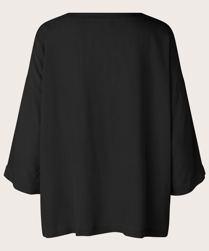 Viskosebluse Mit 3/4 Ärmeln, Black
