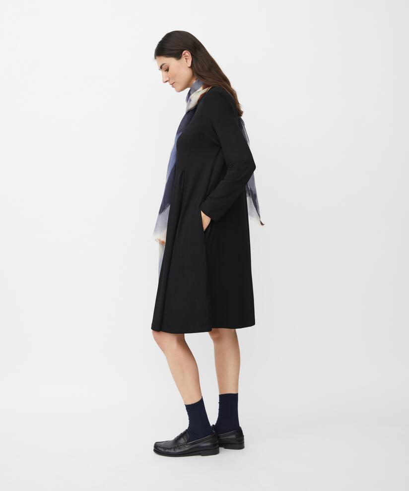 Jerseykleid mit Falten vorne und Eingrifftaschen, Black