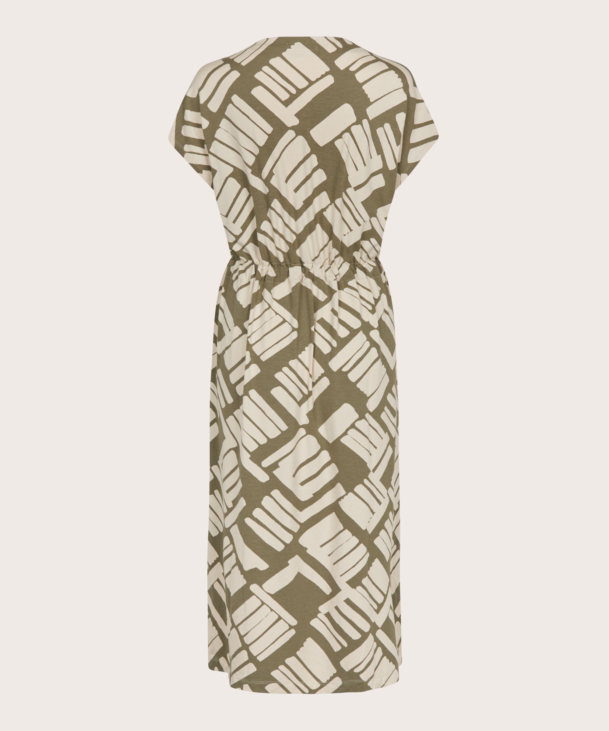 Bedrucktes Jerseykleid mit Bindeband in der Taille, Dusky Green