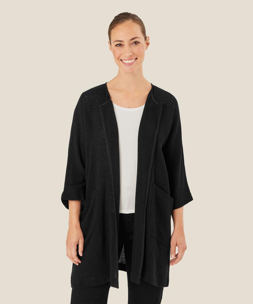 Lange Jacke Aus Bouclé, Black