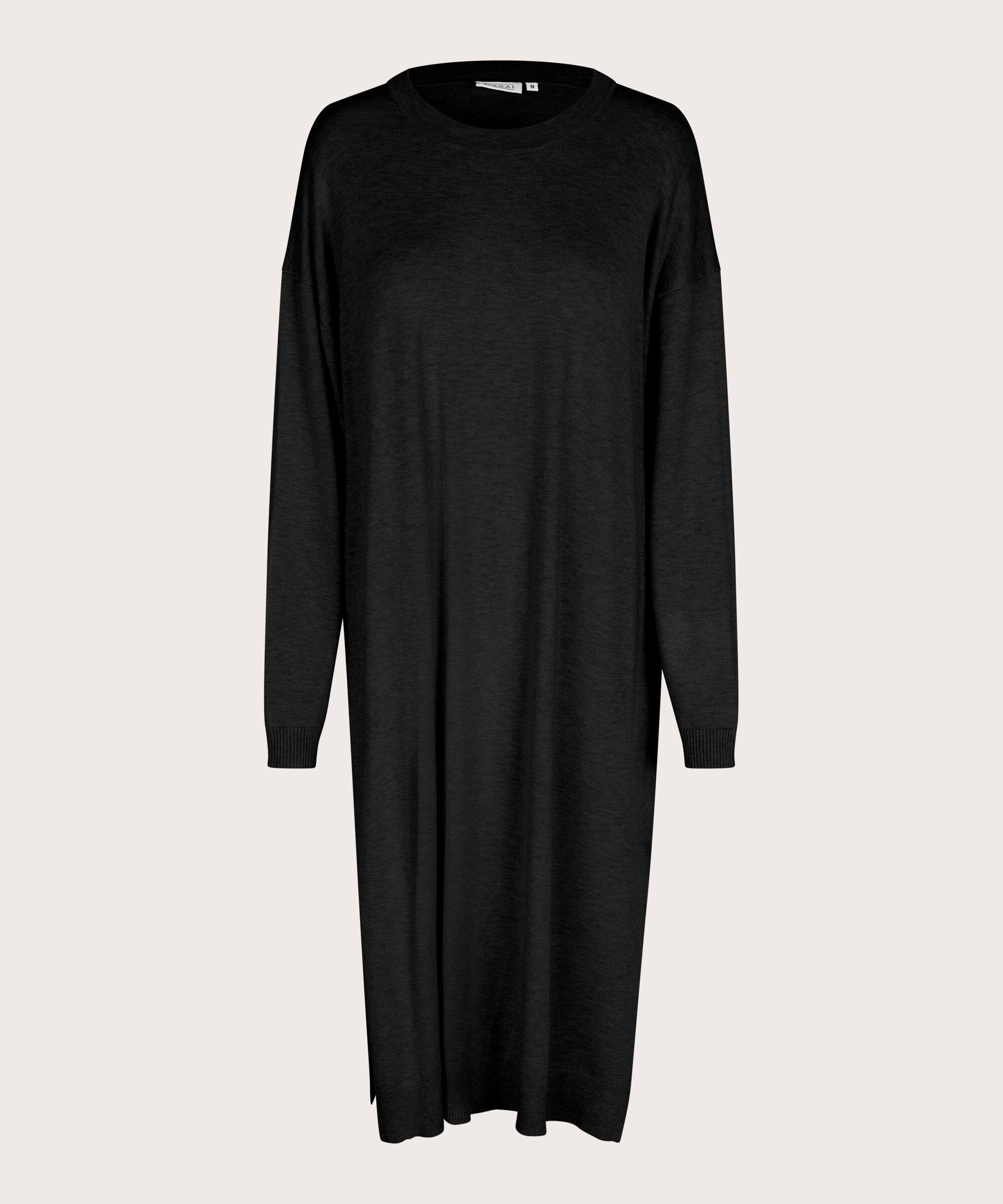 Strickkleid Mit Schlitzen, Black