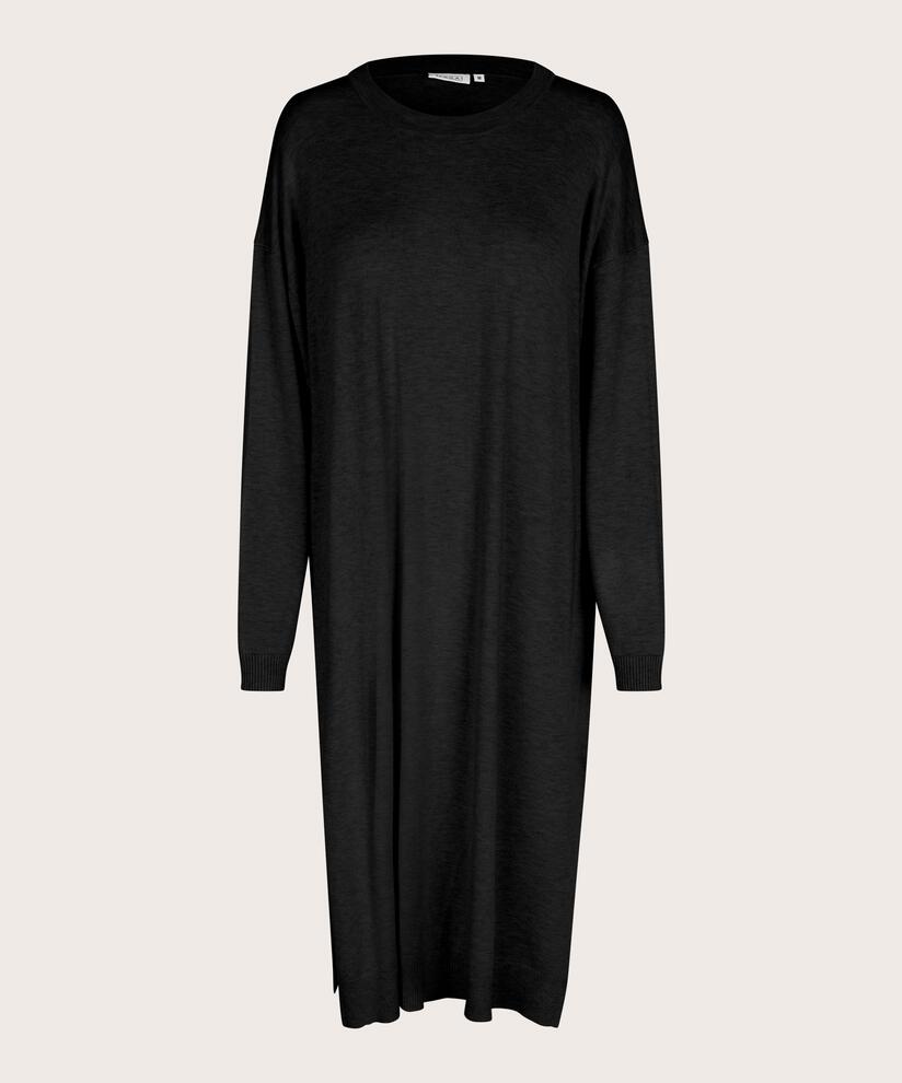 Strickkleid Mit Schlitzen, Black