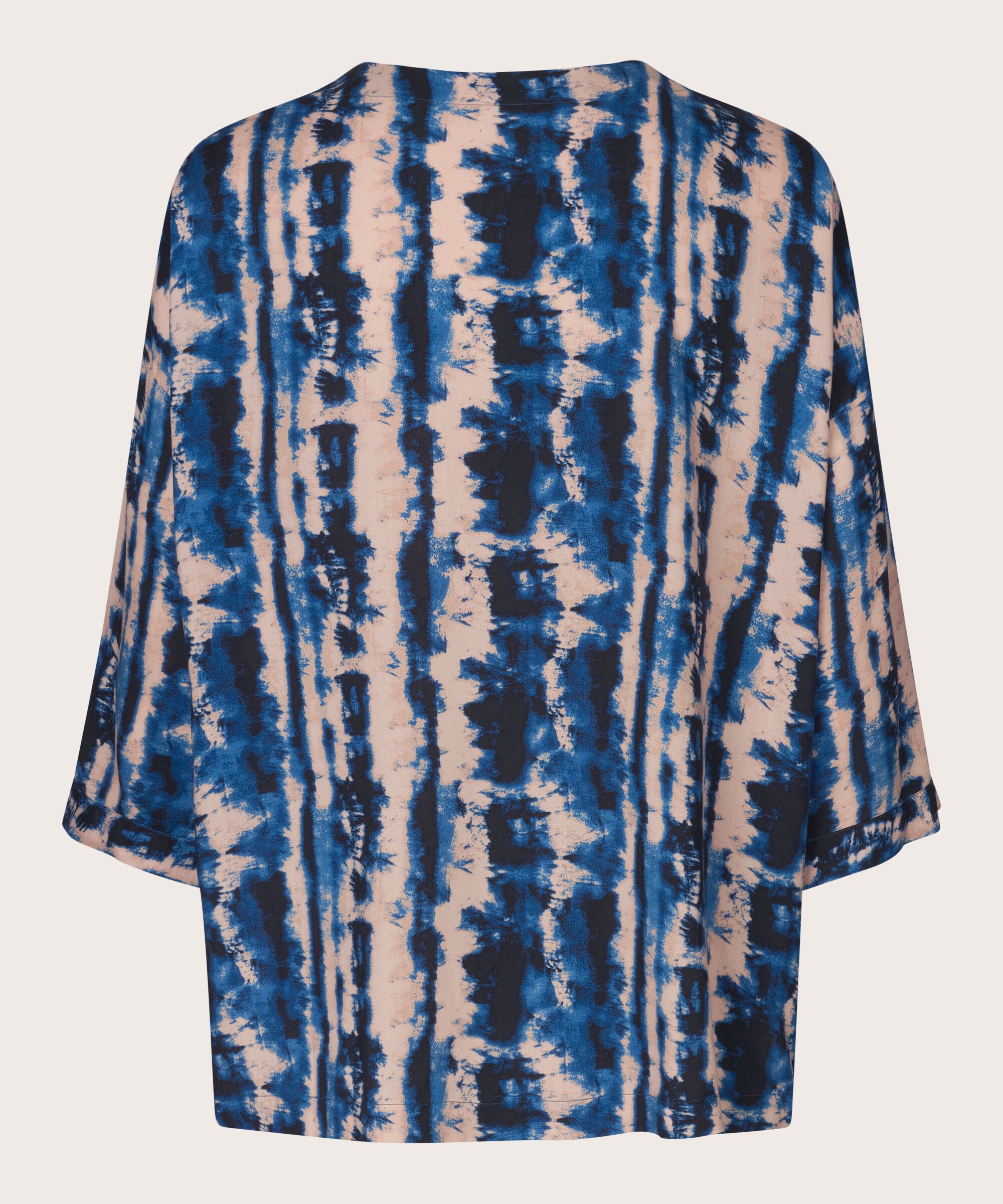 Viskosebluse Mit 3/4 Ärmeln, Navy Peony