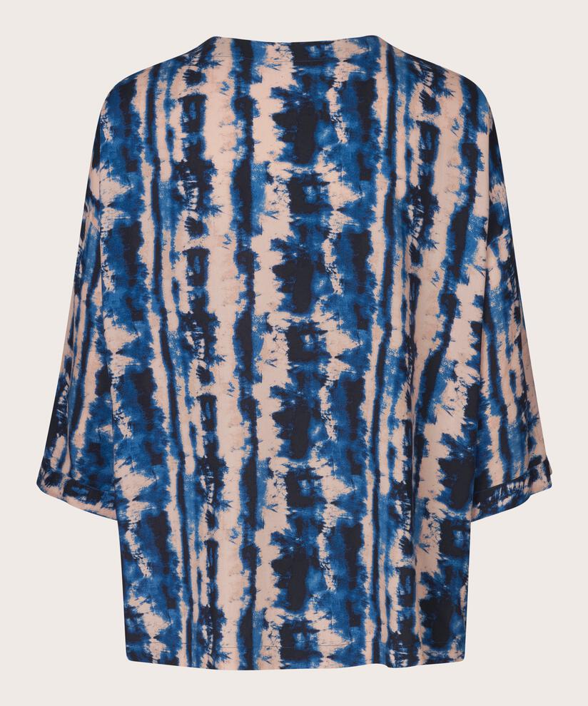 Viskosebluse Mit 3/4 Ärmeln, Navy Peony