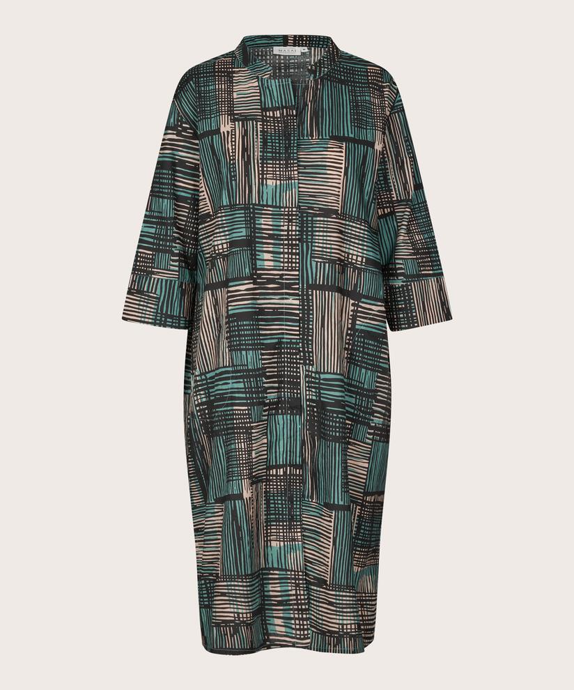 Hemdkleid aus Baumwolle mit Eingrifftaschen, Teal
