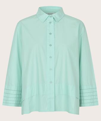 Baumwollshirt mit Kontrastnähten an den Ärmeln, P. Turquoise