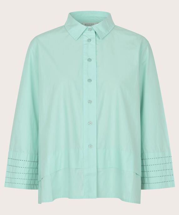 Baumwollshirt mit Kontrastnähten an den Ärmeln, P. Turquoise