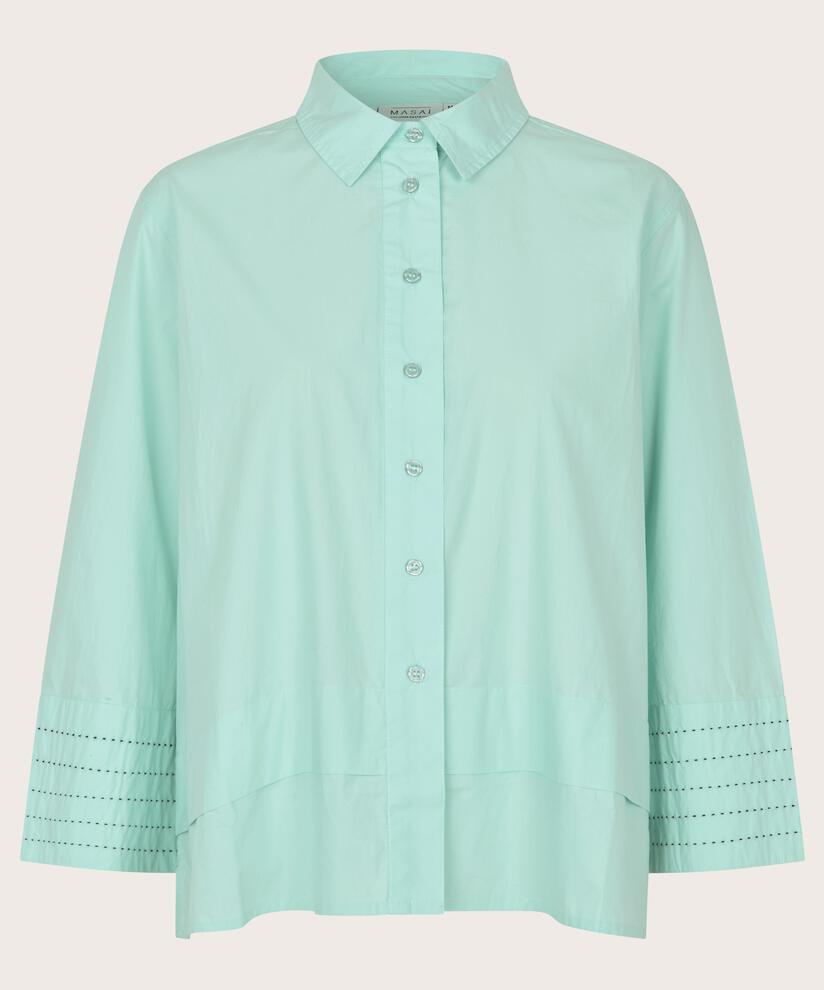 Baumwollshirt mit Kontrastnähten an den Ärmeln, P. Turquoise