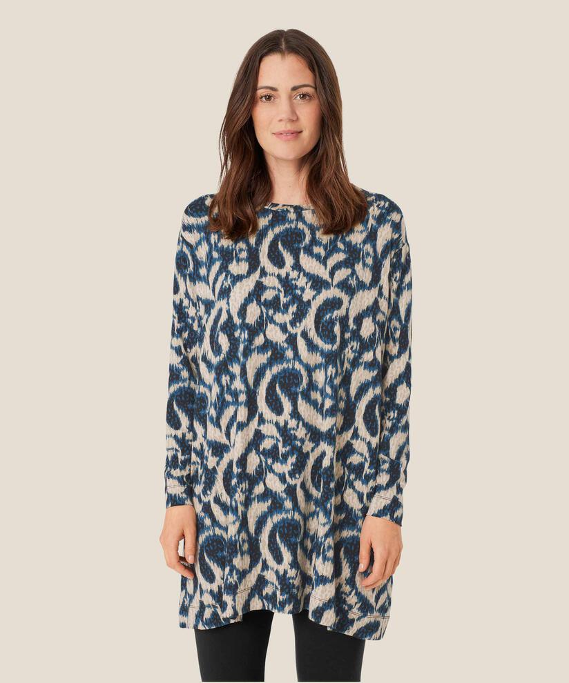 Bedruckte Jersey-Tunika mit langen Ärmeln, Moonlit Ocean