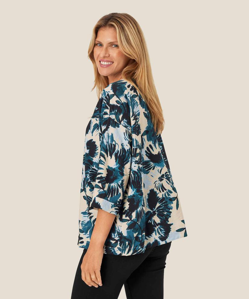 Bluse mit 3/4-Ärmeln aus Viskose-Mix, Reflect Pond