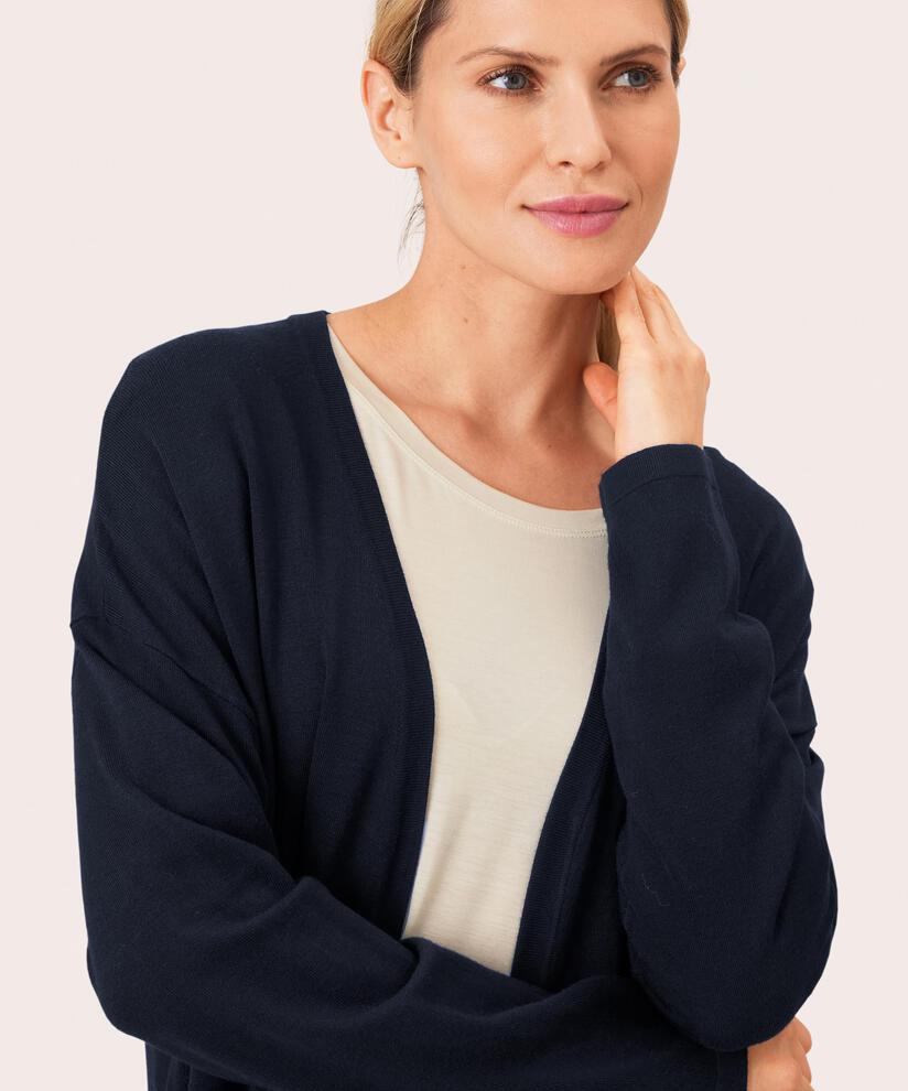 Feinstrick-cardigan Mit Geradem Schnitt, Navy