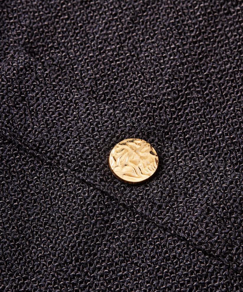 Bouclé-Jacke mit Taschen und goldenen Knöpfen, Black
