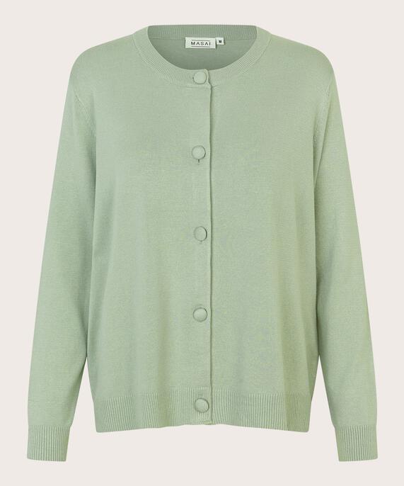 Feinstrick-Cardigan mit Rundhalsausschnitt, Frosty Green