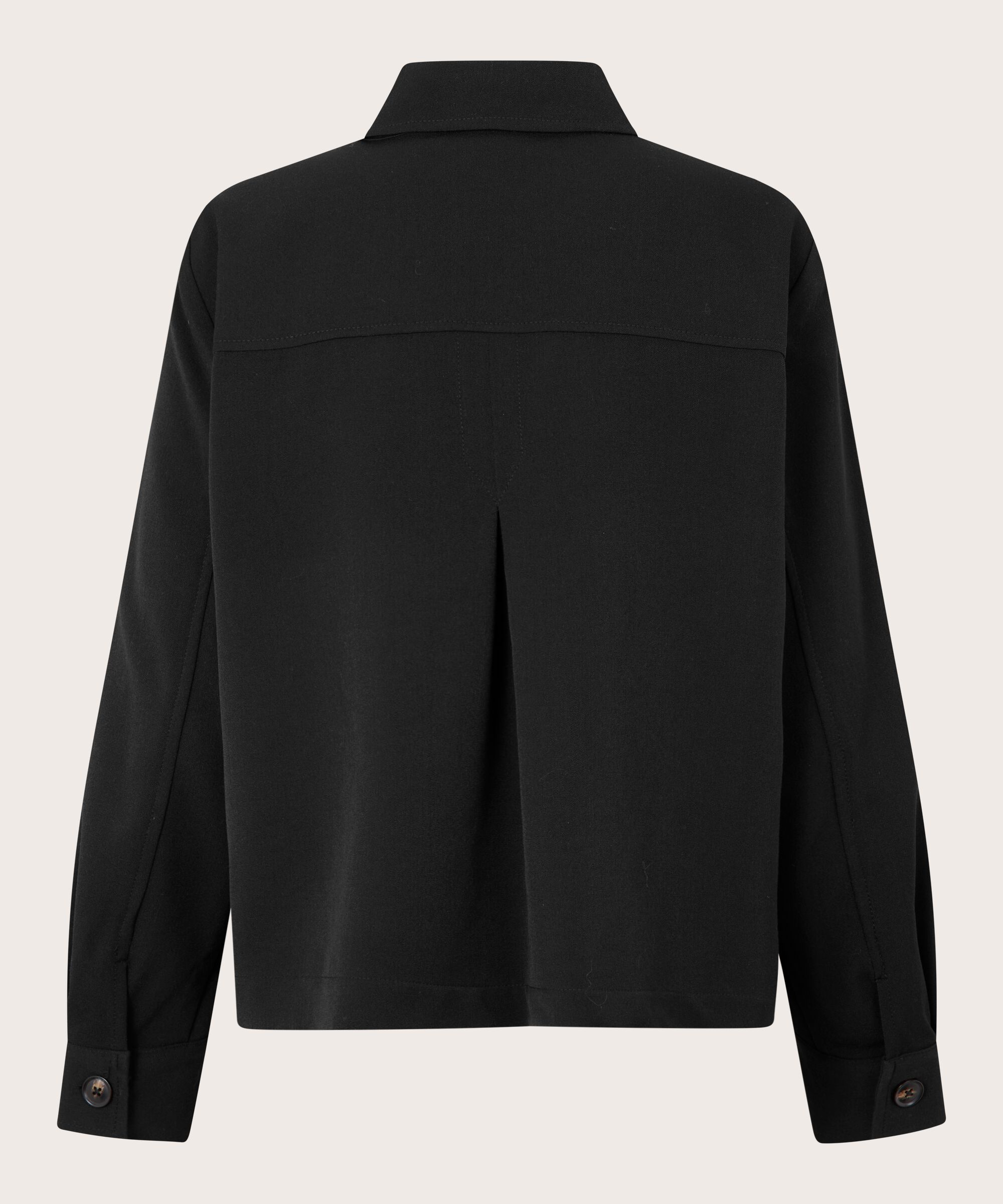 Jacke mit Falten auf der Rückseite und dekorativen Taschen, Black