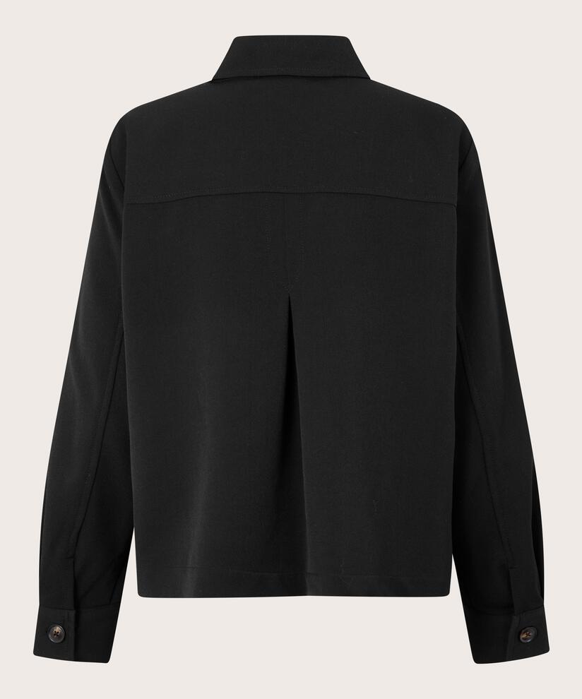 Jacke mit Falten auf der Rückseite und dekorativen Taschen, Black