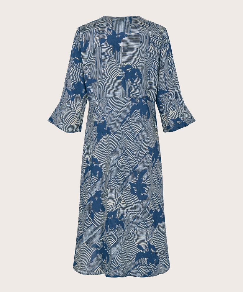 Gemustertes Viskosekleid Mit Trompetenärmeln, Sargasso Sea