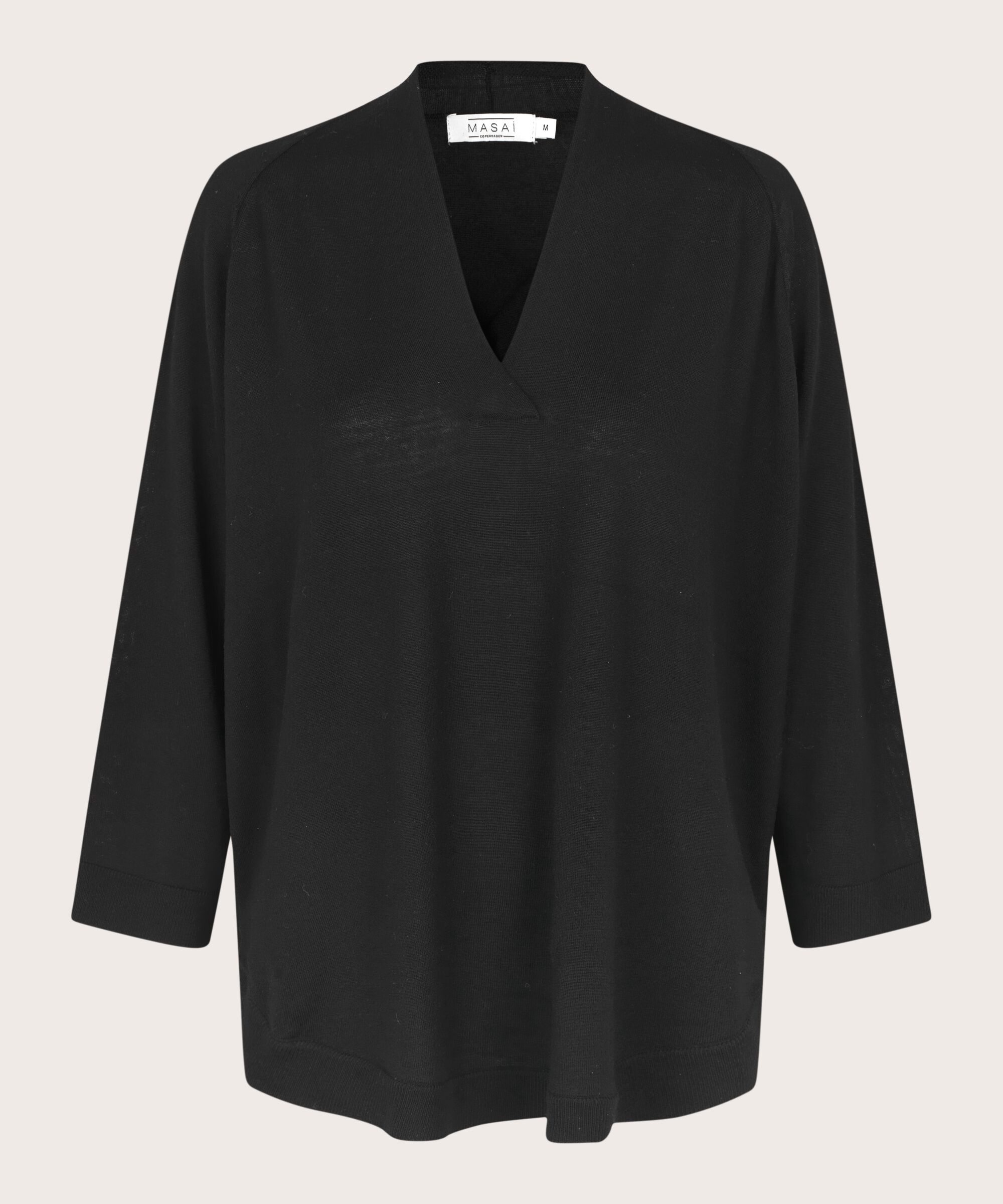 Strickpullover aus Wolle mit V-Ausschnitt, Black